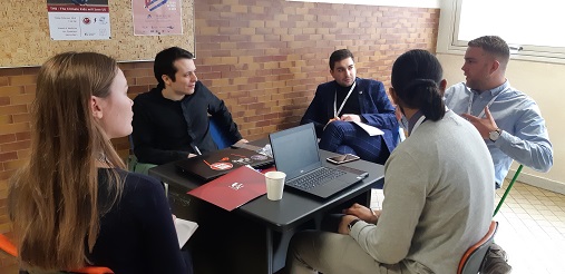 Students around a table