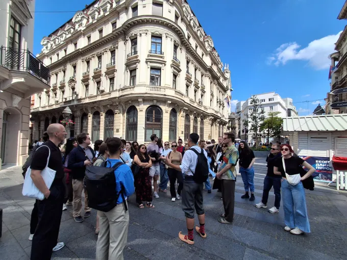 Students on a walking tour in Belgrade. Credits: University of Belgrade