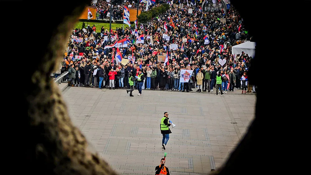 Protesting students in Belgrade. Photo: Vladimir Vojnak, Circle U. Student Ambassador in Belgrade