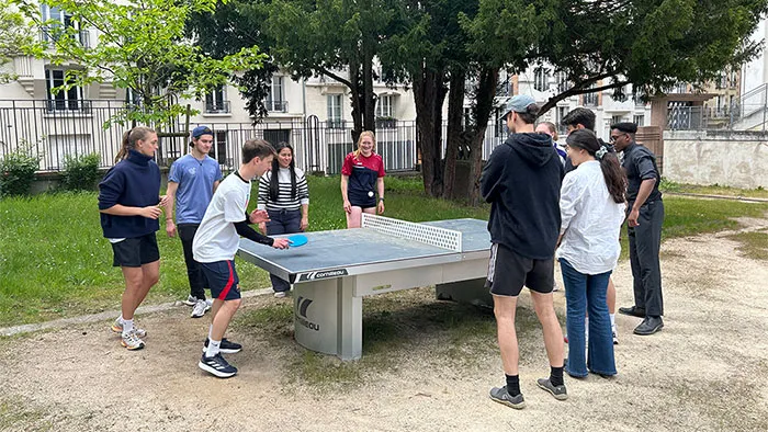 Students playing ping-ping
