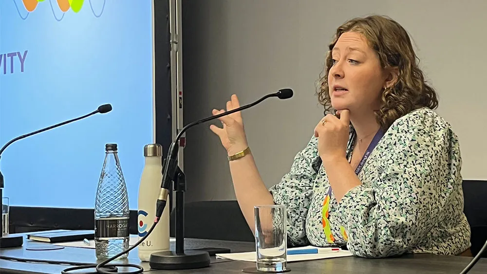 Audrey holding her presentation at EAIE