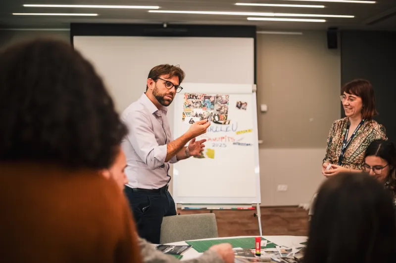 Researcher showing a presentation
