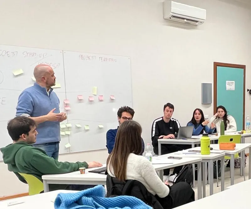 Professor teaching in a lab