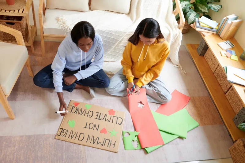 College_Students_Making_Placard_For_Protest