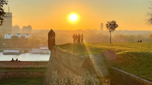 Sunset over the fortress in Belgrade
