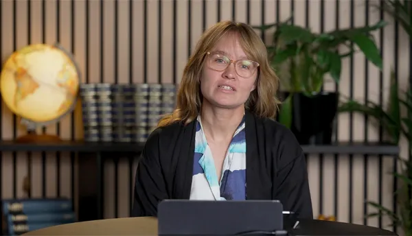 Anna Louise Skovgaard in the media studio.