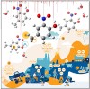 Illustration of molecules above a landscape