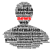 Word cloud with "news" highlighted in red text